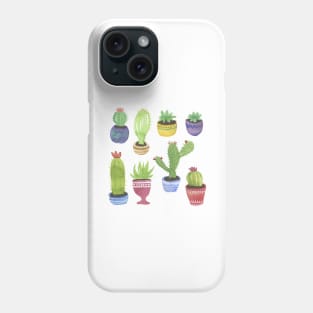 Watercolor Pattern of Cactus and Succulents Phone Case