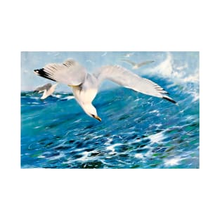 Seagull flying over the ocean. T-Shirt