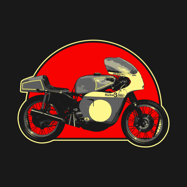 Works Rob North ‘Beezumph’ 1971 Retro Red Circle Motorcycle by Skye Bahringer