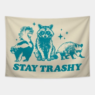 Retro Stay Trashy Possum Raccoon Tapestry