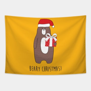 Beary Christmas, Funny Cute Bear Christmas Tapestry