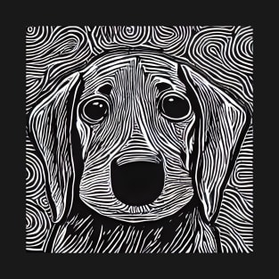 Linocut Dachshund Puppydog Eyes T-Shirt