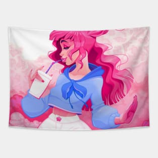 Pink Haired Girl Tapestry