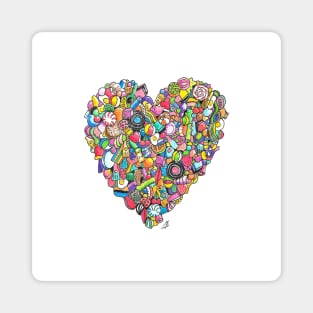 Sweetheart - Hand Drawn Heart Made of Sweets Magnet
