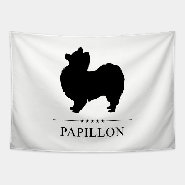 Papillon Black Silhouette Tapestry by millersye