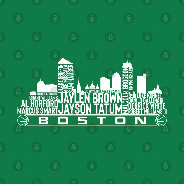 Boston Basketball Team 23 Player Roster, Boston City Skyline by Legend Skyline