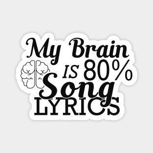 Music Lover - My brain is 80% song lyrics Magnet