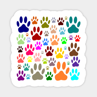 Colorful Dog Paw Prints All Over Magnet