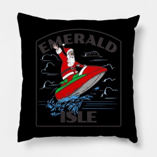 Emerald Isle, NC Christmas Vacationing Waterskiing Santa Pillow