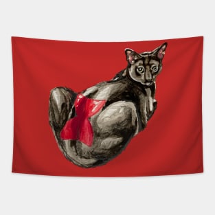 Black Widow Cat Tapestry