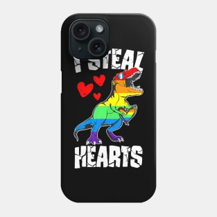 Dinosaur T Rex Lgbt Gay Pride Flag I Steal Hearts Men Boys Phone Case