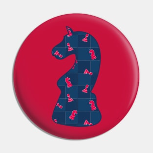 Сhess piece - knight - pink and blue colors pattern Pin