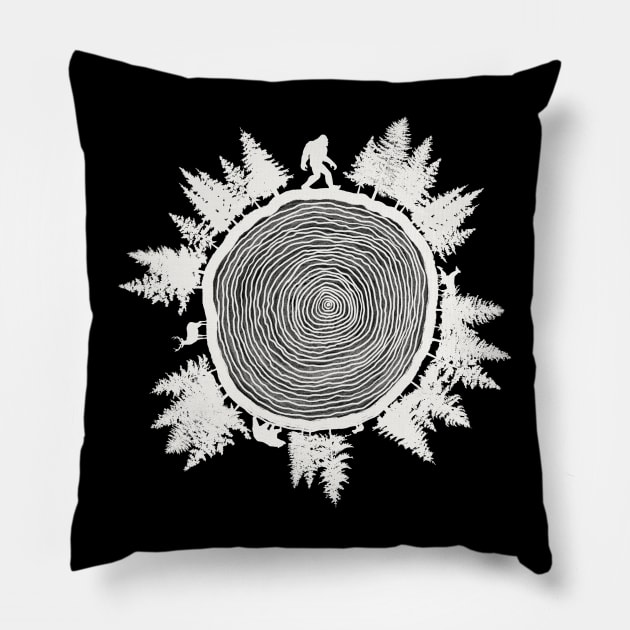 Bigfoot tree ring (white) Pillow by Reiss's Pieces