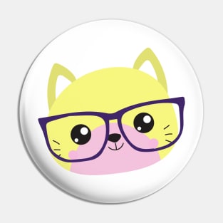 Hipster Cat, Cat With Glasses, Kitten, Cute Cat Pin