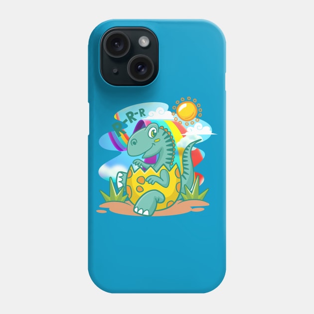 Rainbow Dinosaur Phone Case by Jandara