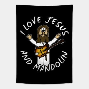 I Love Jesus And Mandolin Christian Worship Funny Tapestry