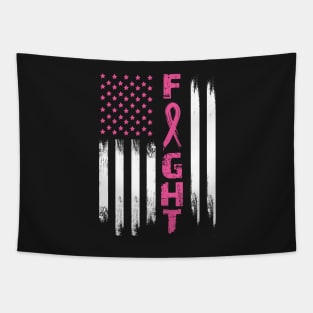 Breast Cancer Awareness T-Shirt American Flag Distressed Tapestry