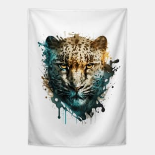 Panther Portrait Animal Painting Wildlife Outdoors Adventure Tapestry