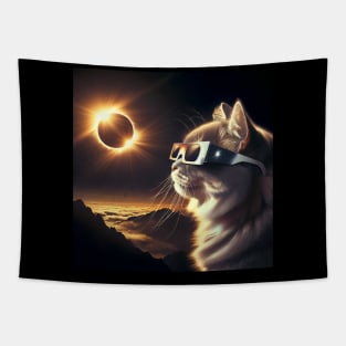 Funny Cat watching an Eclipse Tapestry
