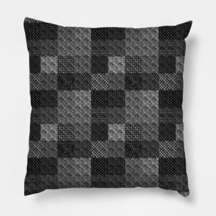 Small Silver and Black Vintage Art Deco Quilt Pattern Pillow