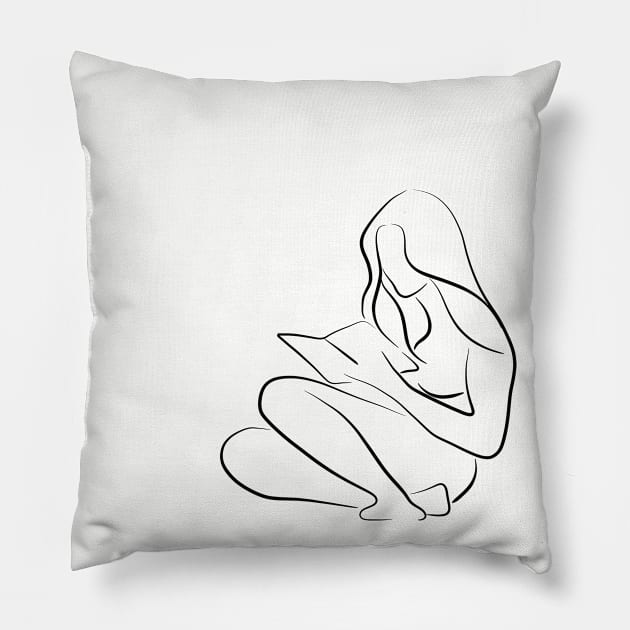 Woman Reading a Book - Reading Rita Pillow by PeachOnAWindowsill