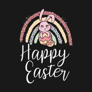 Happy Easter Day Cute Bunny With Eggs Easter Womens Girls T-Shirt