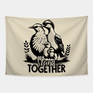 Stand Together, birds family Tapestry