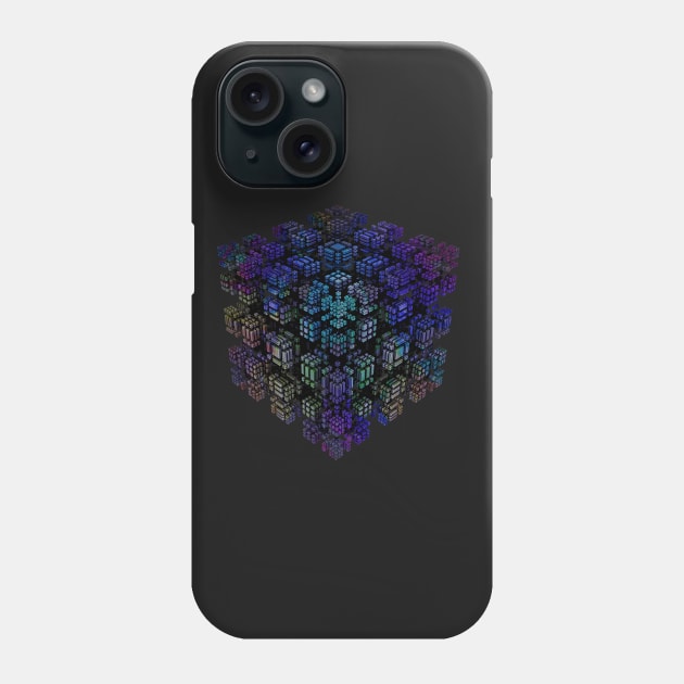 Rainbow Fractal Cube Phone Case by MokshaVisions