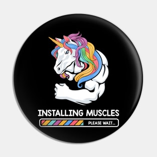 Unicorn Installing Muscles Rainbow Dadacorn Fathers DayTank Top175 magic Pin