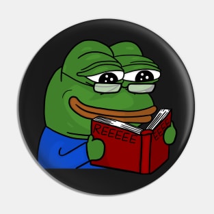 Pepe REEEEEE-ading a book Pin