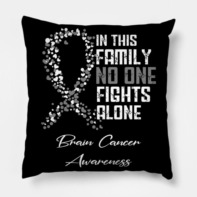 In This Family No One Fights Alone T Shirt Brain Cancer Pillow by Antoniusvermeu