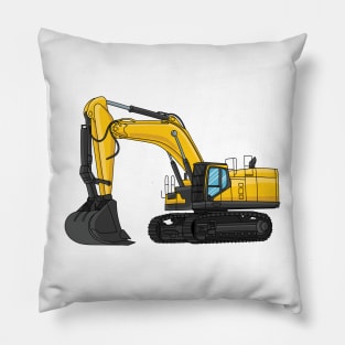 Crawler excavator cartoon illustration Pillow