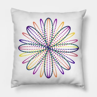 Fireworks Flower | Rainbow Rose Curve White Pillow