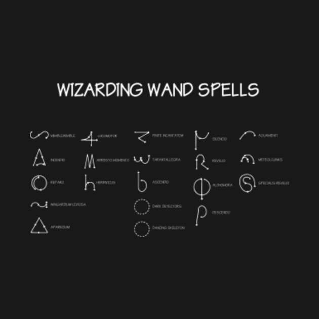 Harry Potter Wand Spells Diagram Harry Potter Kids TShirt TeePublic