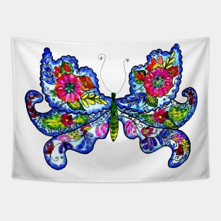 Floral butterfly drawing Tapestry