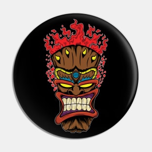 Tiki Mask with Red Fire Pin