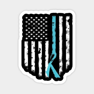 Allergy Awareness Support American Flag Teal Ribbon Magnet