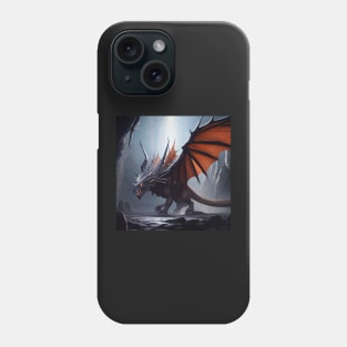 Evil Black Dragon with Red Wings in a Cave Phone Case