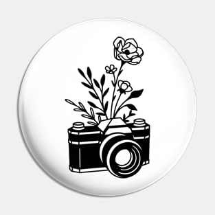 Minimalist floral camera Pin