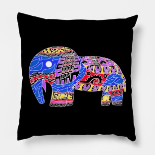 elephant in rainbow folk arts ecopop zen Pillow