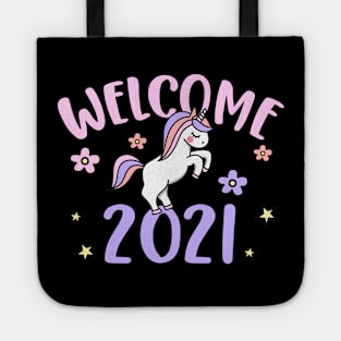 Welcome 2021 Happy New Year, Funny Unicorn Gift Tote