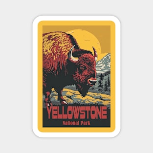 Yellowstone National Park Buffalo Vintage Retro Travel Poster Magnet