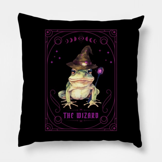 Whimsigoth Frog Tarot Card The Magician Dark Academia Pillow by bbreidenbach