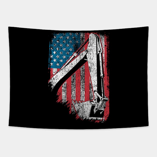 Heavy Equipment Operator American  Flag Tapestry by QUYNH SOCIU