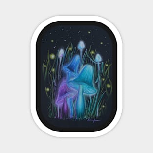 Fireflies and Psychadelic Mushrooms Glowing in the Dark Magnet