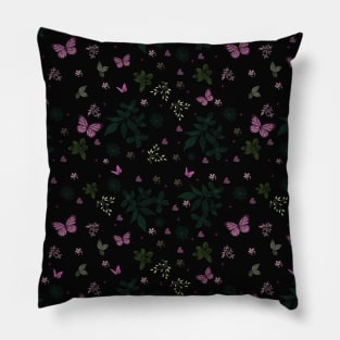 Seamless pattern w. butterflies and flowers Pillow