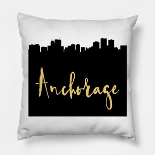 ANCHORAGE ALASKA DESIGNER SILHOUETTE SKYLINE ART Pillow