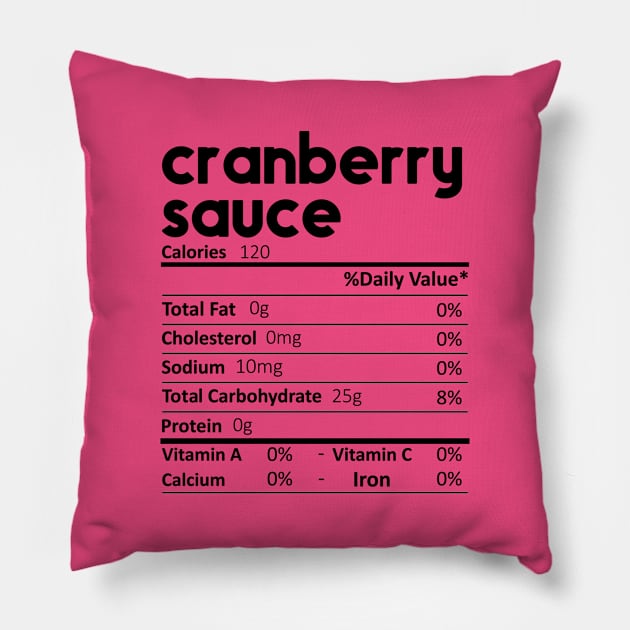 Cranberry Sauce Nutrition Facts Gift Funny Thanksgiving Costume Pillow by DragonTees