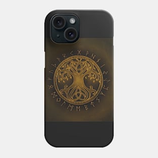 Altarpiece Yggdrasil Tree of Life with runes and Celtic knots Phone Case