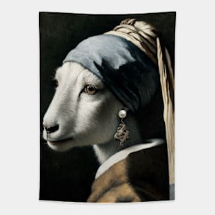 Wildlife Conservation - Pearl Earring Mountain Goat Meme Tapestry